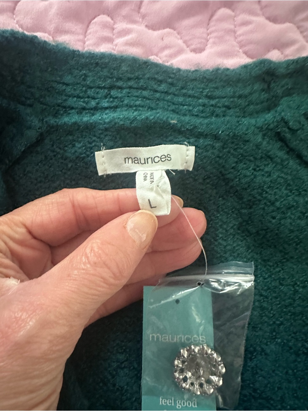 Maurices Deep Green Knit Sweater with Sparkling buttons